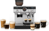 Krups Precision Cafetera espresso manual con portafiltro y molinillo, Cafetera barista con panel de control intuitivo, ajustes de preinfusión, Cafetera espresso con boquilla de vapor, calentamiento rápido, XP801T10