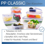 LocknLock PP Classic juego de tarros de almacenamiento de alimentos 5 piezas | 180ml, 350ml, 600ml, 870ml, 3,6L | 100% hermético al aire y al agua | sin BPA | organizador de congeladores y frigoríficos | Cajas para guardar alimentos Naty Shop aptas para lavavajillas y microondas.