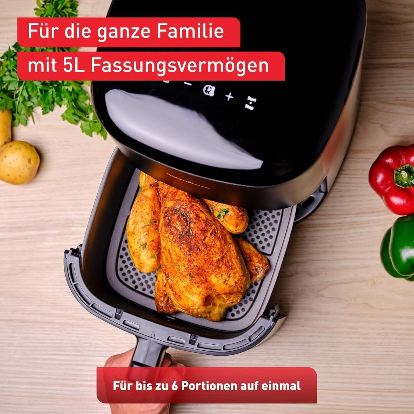 Tefal Easy Fry Max EY2458, 5 litros, Freidora de Aire Caliente, 10 programas de cocción automáticos, Pantalla táctil digital Electrodomésticos Naty Shop