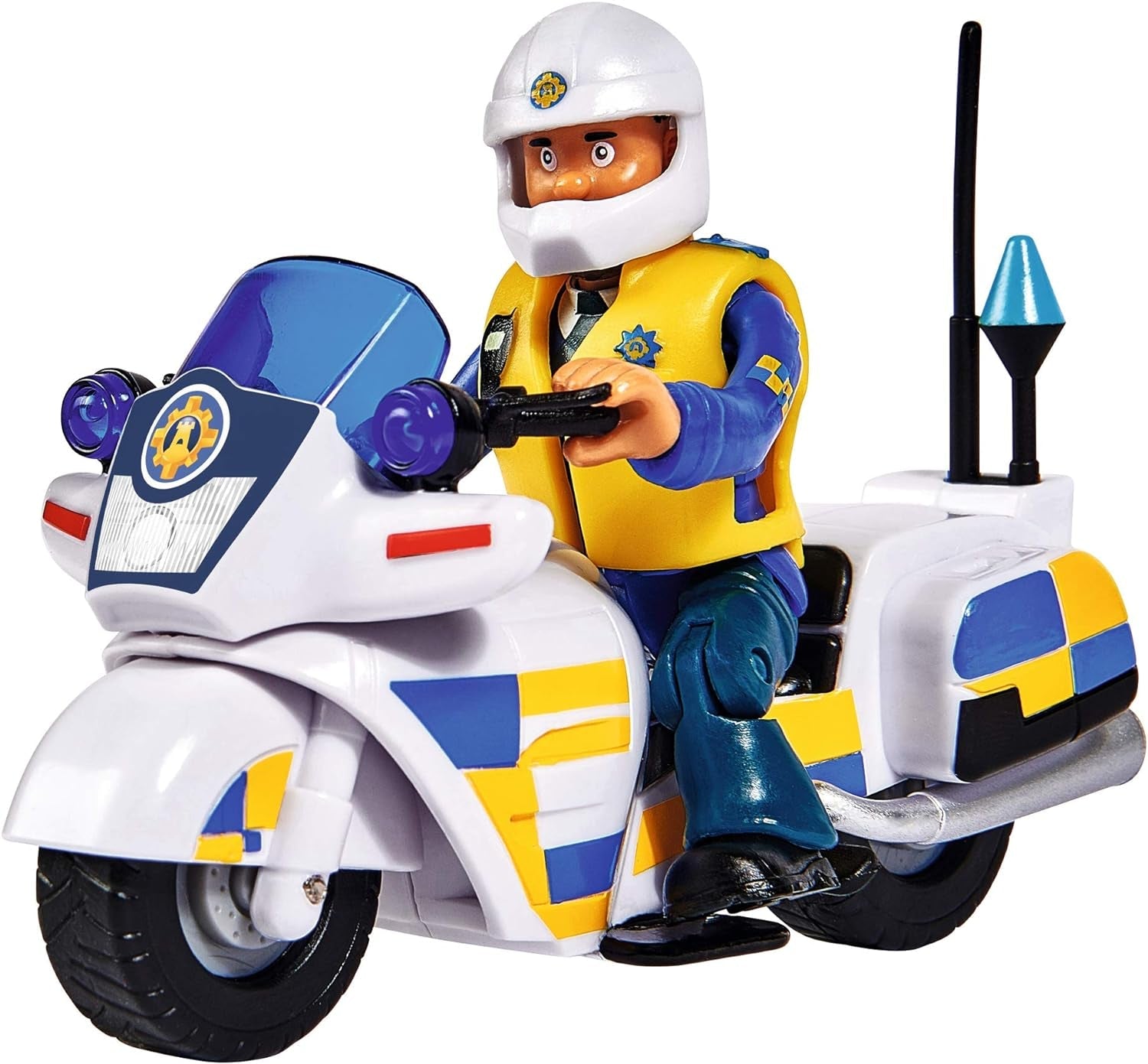 Simba 109251092 - Sam el bombero en moto de policía, Con figura de Malcolm, Con accesorios, Temporada 12, A partir de 3 años Figuras de acción Naty Shop Single