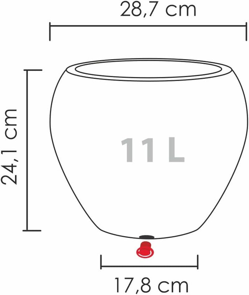 Scheurich Lineo, jardinera de plástico, granito negro, diámetro 30 cm, altura 24,1 cm, volumen 11 l.