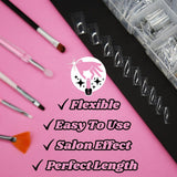 TRIXES 500 puntas de uñas de gel para uñas francesas, puntas acrílicas transparentes para manicura DIY, 10 diseños diferentes