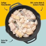 Dogs'n Tiger Schlemmermenü Glückskind, Nassfutter für Kätzchen, saftiges Hun und Forelle - ohne Getreide, Zuckerzusatz, künstliche Konservierungsstoffe, optima Verträglichkeit, 12x 200g