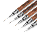 Pinceles para uñas, 5 piezas Pinceles para contorno de uñas, Juego de pinceles para diseño de pintura, Herramienta de dibujo de punta de uñas para líneas largas, Detalles finos, Dibujo fino en tamaño 6/9/12/15/18 mm, Negro