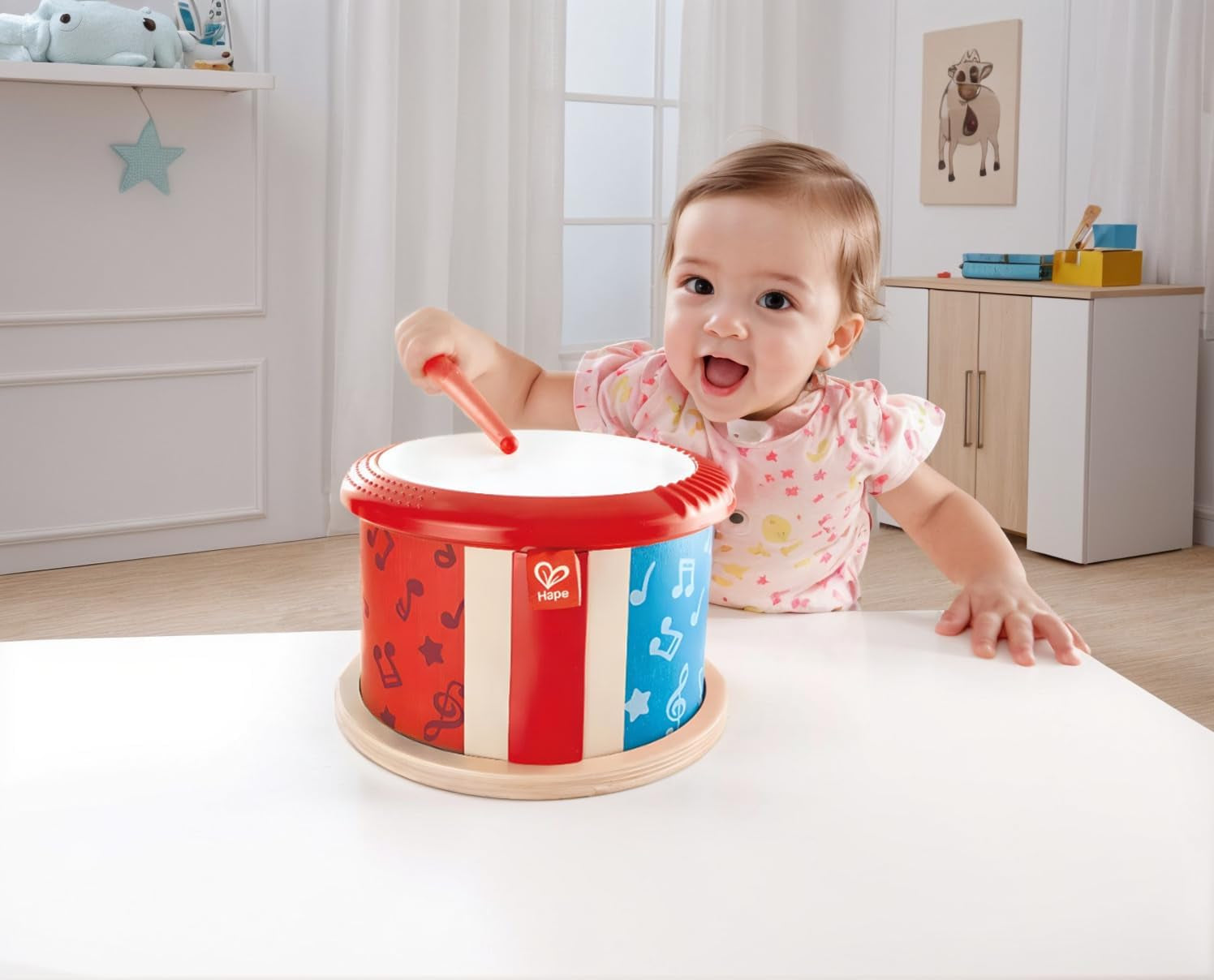 Tambor de madera de doble cara Hape | juguete musical para niños pequeños Jucarii Bebe Naty Shop