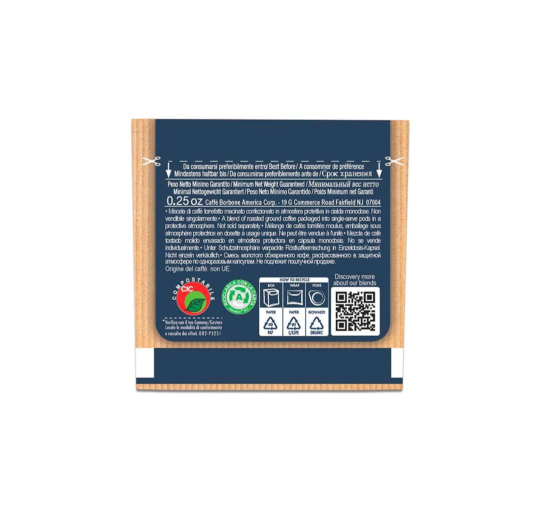 Caffè Borbone Kaffeepads compostables, Kaffeemischung azul - 50 blocs - Compatible con los tampones de papel ESE System 44 mm