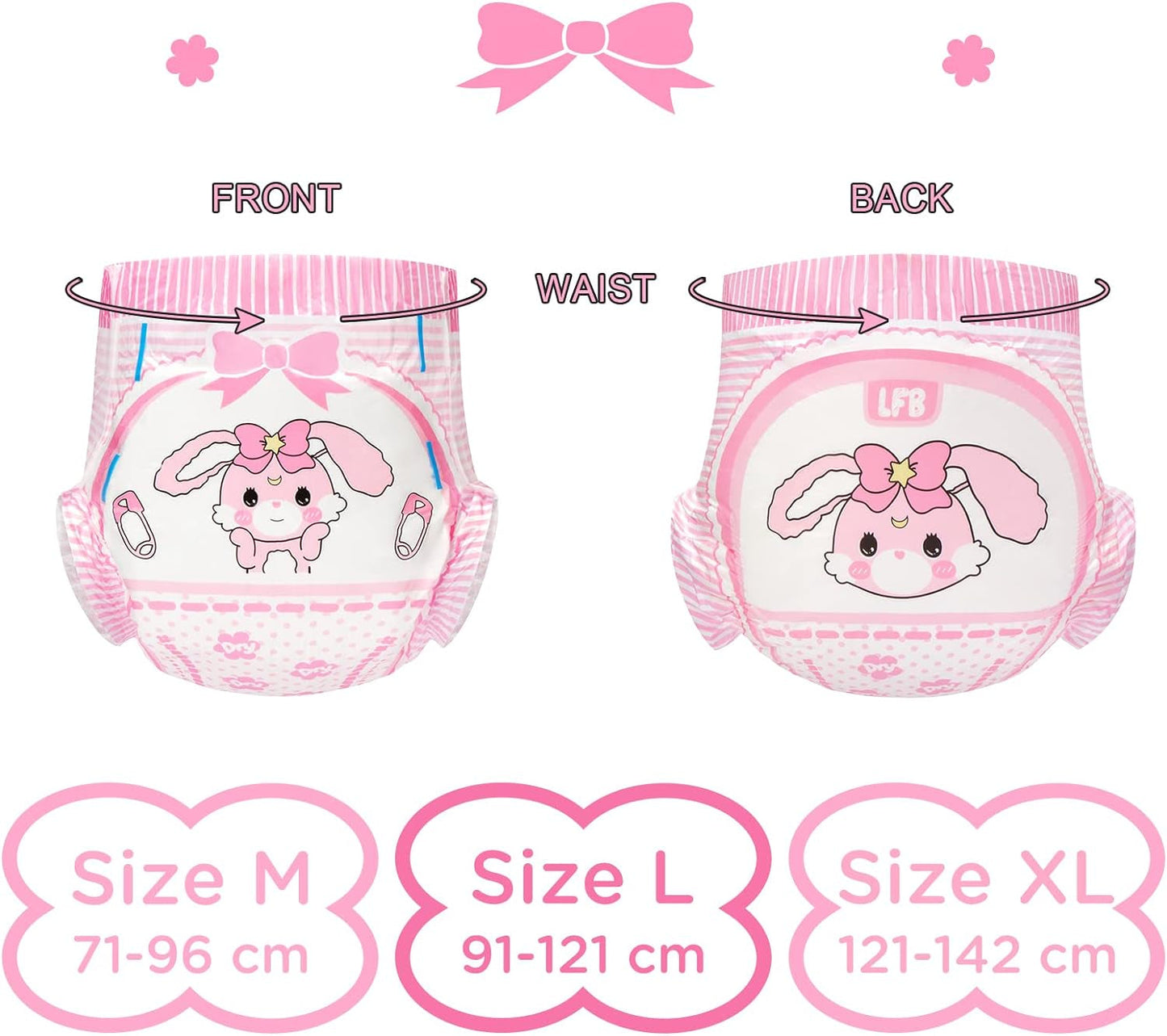 Pañales estampados para adultos 5500-5800 ml, 10 piezas - Baby Usagi (XL)
