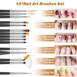 MELLIEX Juego de 45 accesorios para decoración de uñas, Nägel Pinsel Strasssteine ​​​​Glitzer Goldfolie Nageldesign Dotted Pen Streifenband para Nagelkunst Maniküre Set