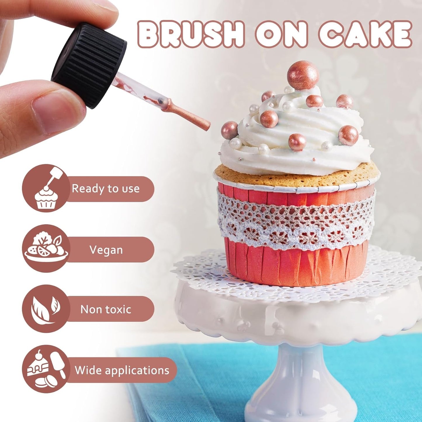 Purpurina líquida comestible – 6 colores metálicos, purpurina líquida comestible en polvo para decoración de pasteles, hornear, macarrones – colorante alimentario metálico, colores brillantes para galletas, fondant, pasteles, magdalenas