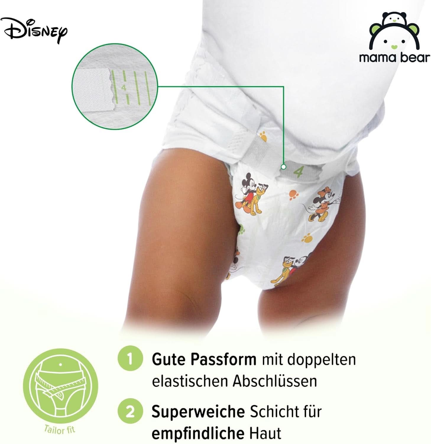 Pañales Mama Bear Disney Ultra Dry talla 4 (8-14 kg), blanco, 84 piezas (1 paquete) Naty Shop