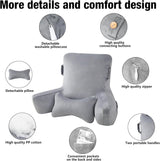 Almohada de lectura para adultos en la cama, respaldo extra grande de 90 x 80 cm (ancho x alto) para leer con soporte para el cuello desmontable y brazo de apoyo, cómoda almohada de lectura para cama, sofá o respaldo en el suelo