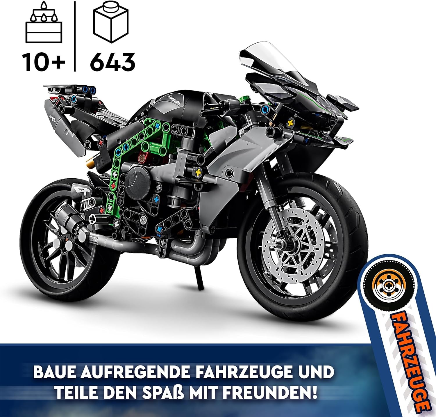 LEGO Technic Moto Kawasaki Ninja H2R, regalo de cumpleaños para niños y adultos, decoración, juguete, modelo para niños y niñas a partir de 10 años 42170 Juegos de construcción Besuche den LEGO-Store