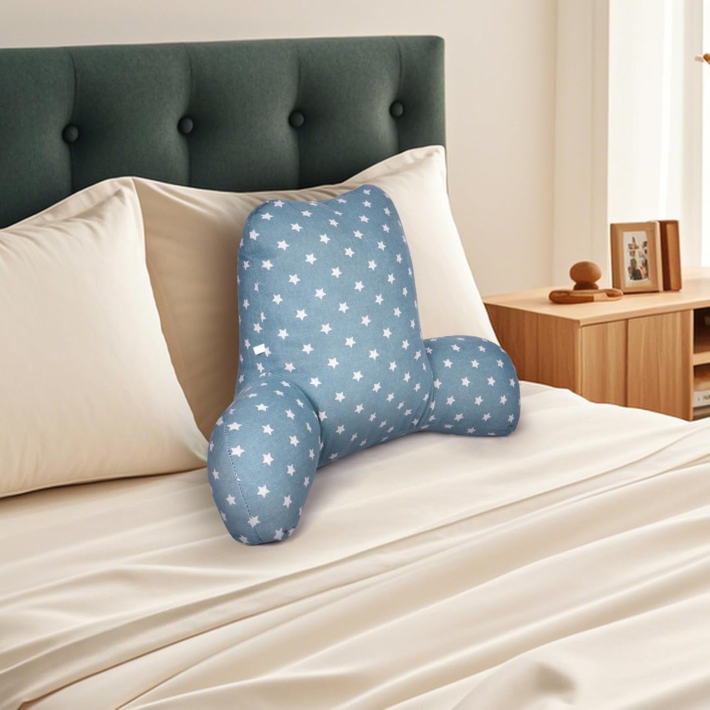 Almohada de lectura, almohada trasera con reposabrazos, respaldo en cama o sofá, almohada de reposo en cama para leer, trabajar y jugar