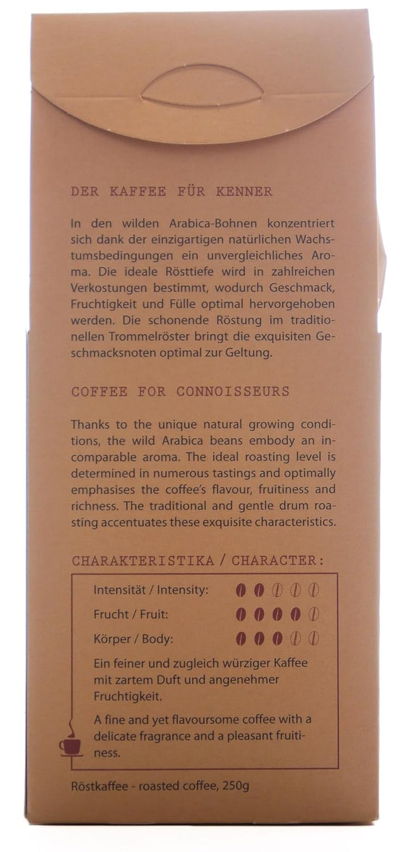 Kaffa Wild-Kaffee suave ganze Bohne 2er-Pack (2x 250g) bio vegano justo Arábica MildBohx2