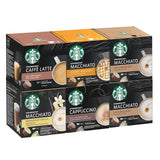 STARBUCKS Probierset, paquete variado de tazas blancas de Nescafé Dolce Gusto Kaffeekapseln y Vanilla Macchiato de Nescafé Dolce Gusto Kaffeekapseln 6 x 12 (72 cápsulas, 36 porciones)