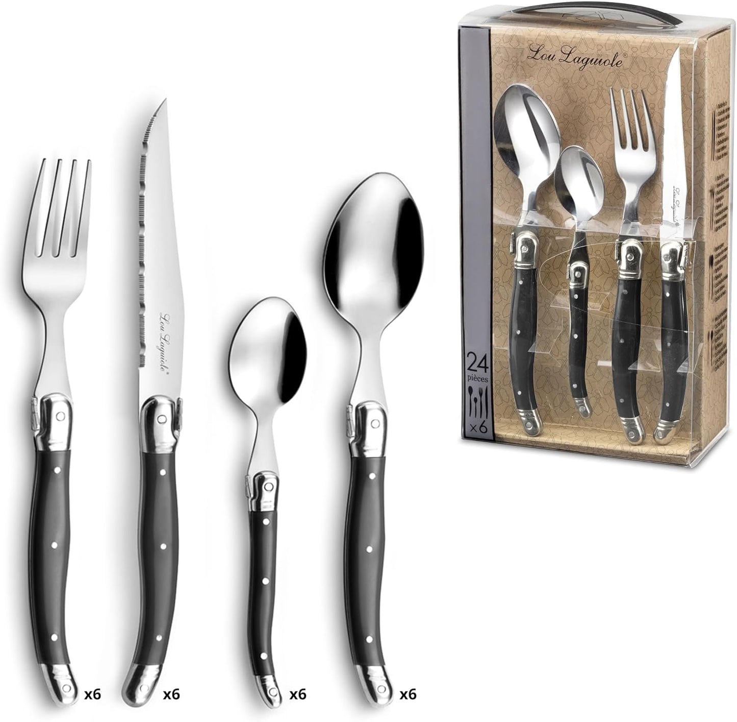 LOU LAGUIOLE TRADITION Juego de cubiertos para carne 24 piezas Cocina Naty Shop