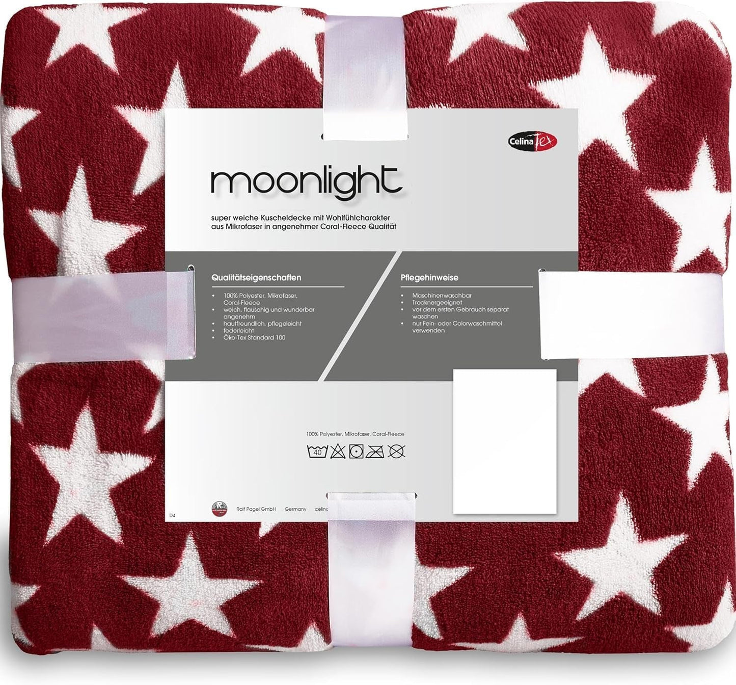 Celinatex manta mullida 150 x 200 cm manta burdeos sofá manta suave estrellas microfibra polar Oeko-Tex Moonlight Camas y colchas Besuche den CelinaTex-Store