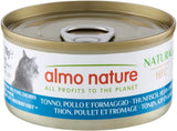 Almo Nature HFC Natural - Comida húmeda para gatos adultos - Atún, Pollo y Queso - Calidad humana, Sin gluten - 6 x 70g
