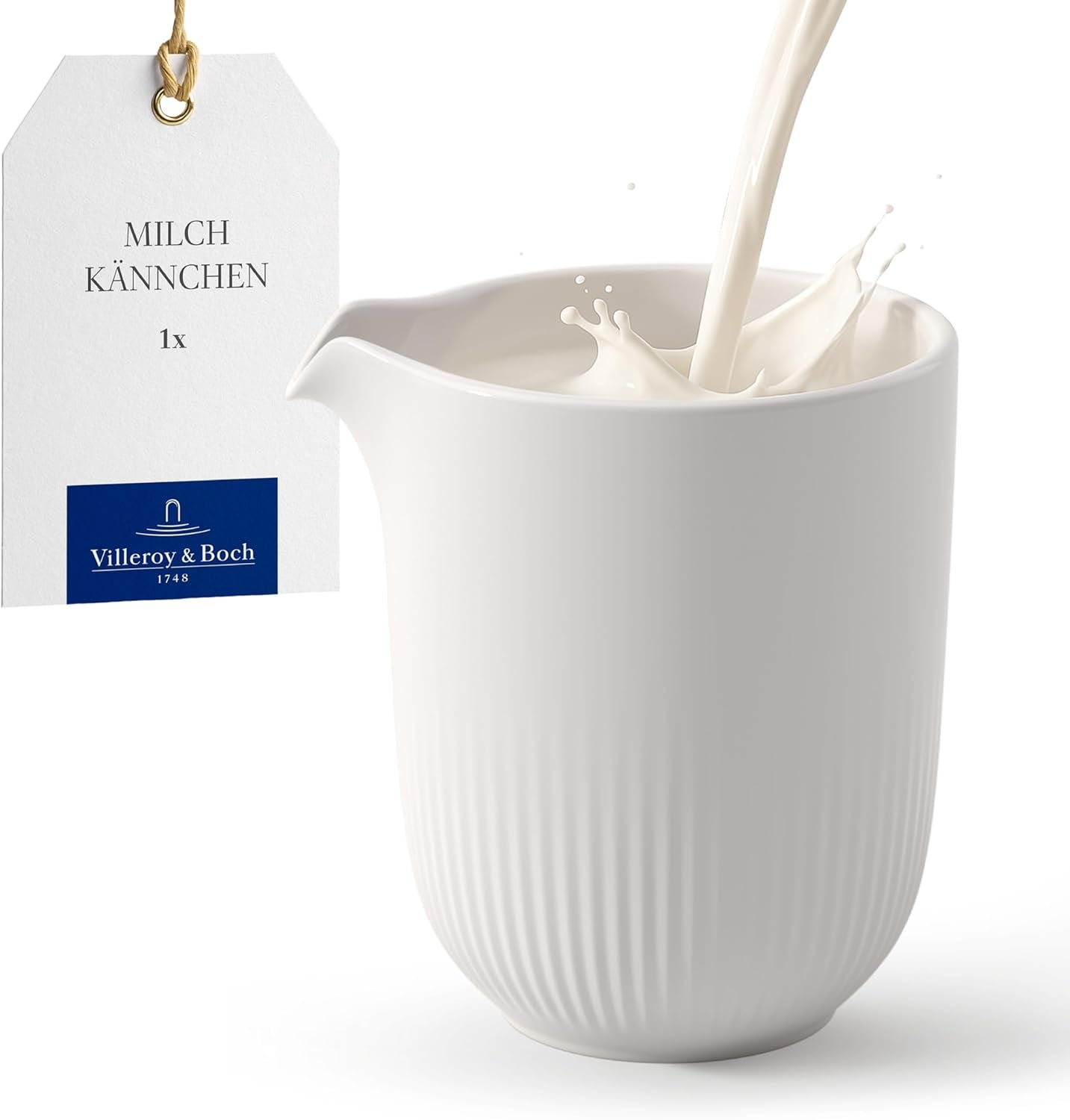 Villeroy & Boch - Taza de leche Afina 170 ml, blanca, apta para lavavajillas, microondas, jarra de leche, accesorio para café, jarra de cerámica, platillo, vajilla, porcelana Premium