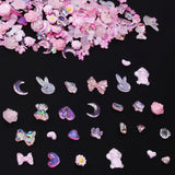 100 colgantes de uñas con lazo Y2K 3D de resina de camelia, flor de camelia, decoración de uñas, patrones, accesorios para manualidades (rosa)