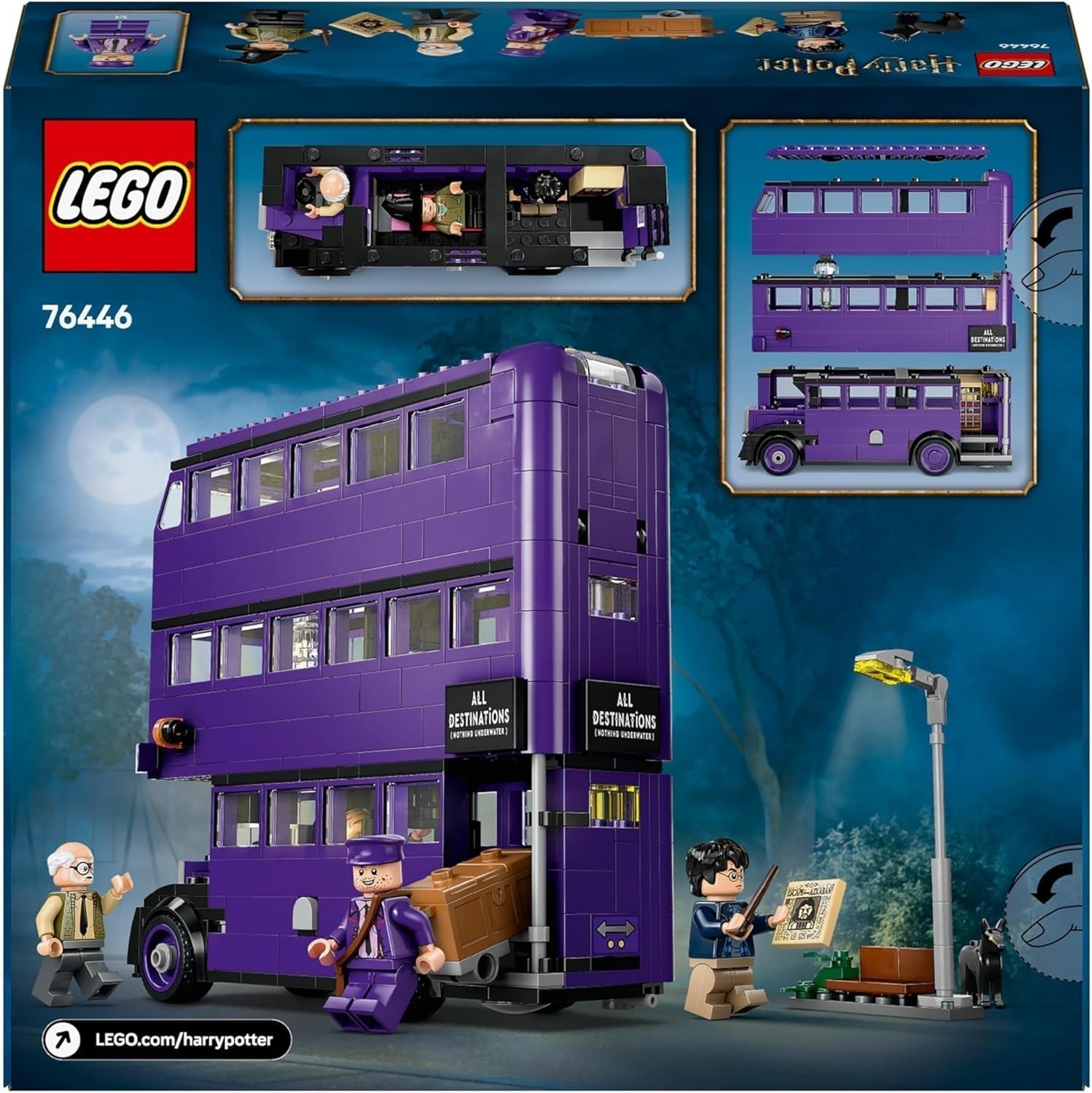 LEGO Harry Potter Aventuras con el Caballero Viajero Set de construcción 5 minifiguras que incluyen Ernie Prang, Stan Shunpike y Padfoot Bus Juguete para fanáticos del mundo mágico Niños y niñas de 8 años 76446 Juegos de construcción Beuche den LEGO-Store