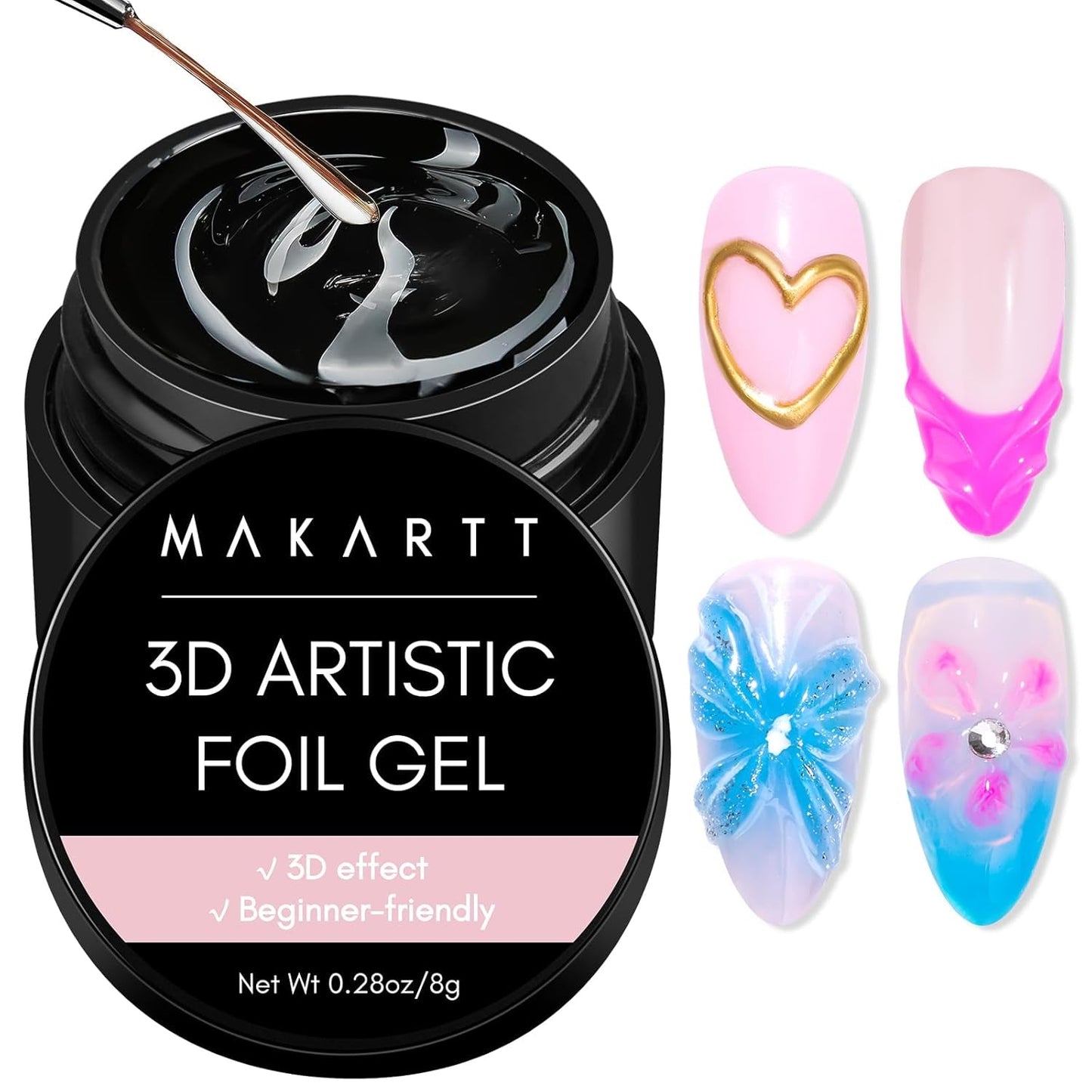 Makartt 3D Nail Art Gel - Gel de pegamento de diamantes de imitación 15G para llaveros de uñas, gel multifuncional para escultura de uñas para diseño de uñas DIY, escultura de uñas modelado de uñas en casa (transparente)