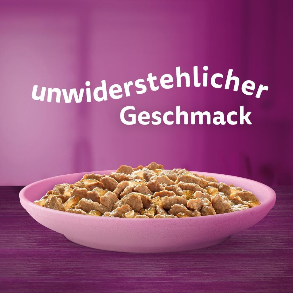 WHISKAS Junior Bolsitas de comida húmeda, paquete múltiple, selección de carne de ave en gelatina, 12 x 85 g