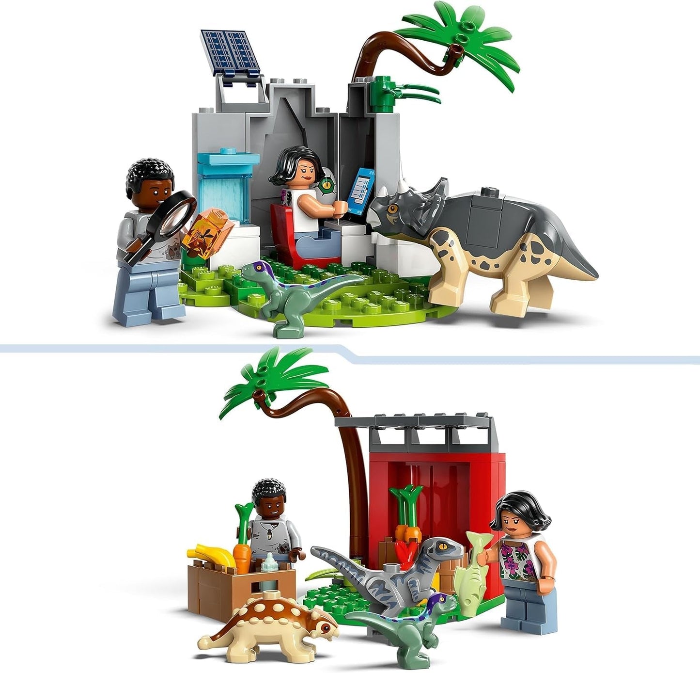 LEGO Jurassic World Centro de rescate para bebés dinosaurios, set con pequeñas figuras de dinosaurios, incluidos Triceratops, Ankylosaurus y Velociraptor, regalo de construcción para niños y niñas a partir de 4 años 76963 Juegos de construcción Besuche den LEGO-Store