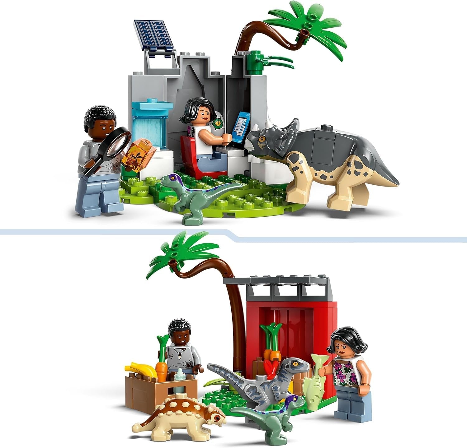 LEGO Jurassic World Centro de rescate para bebés dinosaurios, set con pequeñas figuras de dinosaurios, incluidos Triceratops, Ankylosaurus y Velociraptor, regalo de construcción para niños y niñas a partir de 4 años 76963 Juegos de construcción Besuche den LEGO-Store