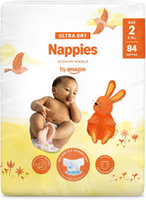 Pañales Amazon Ultra Dry, tamaño 1 (2-5 kg) - Caja mensual, blanco, 96 unidades (2 paquetes de 48) (anteriormente marca Mama Bear, producto idéntico)