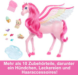 Barbie A Hidden Magic Pegaso - Juguete interactivo con luces y sonidos, 10 accesorios, alas de arcoíris, para niños a partir de 3 años, HLC41 Naty Shop Muñecas