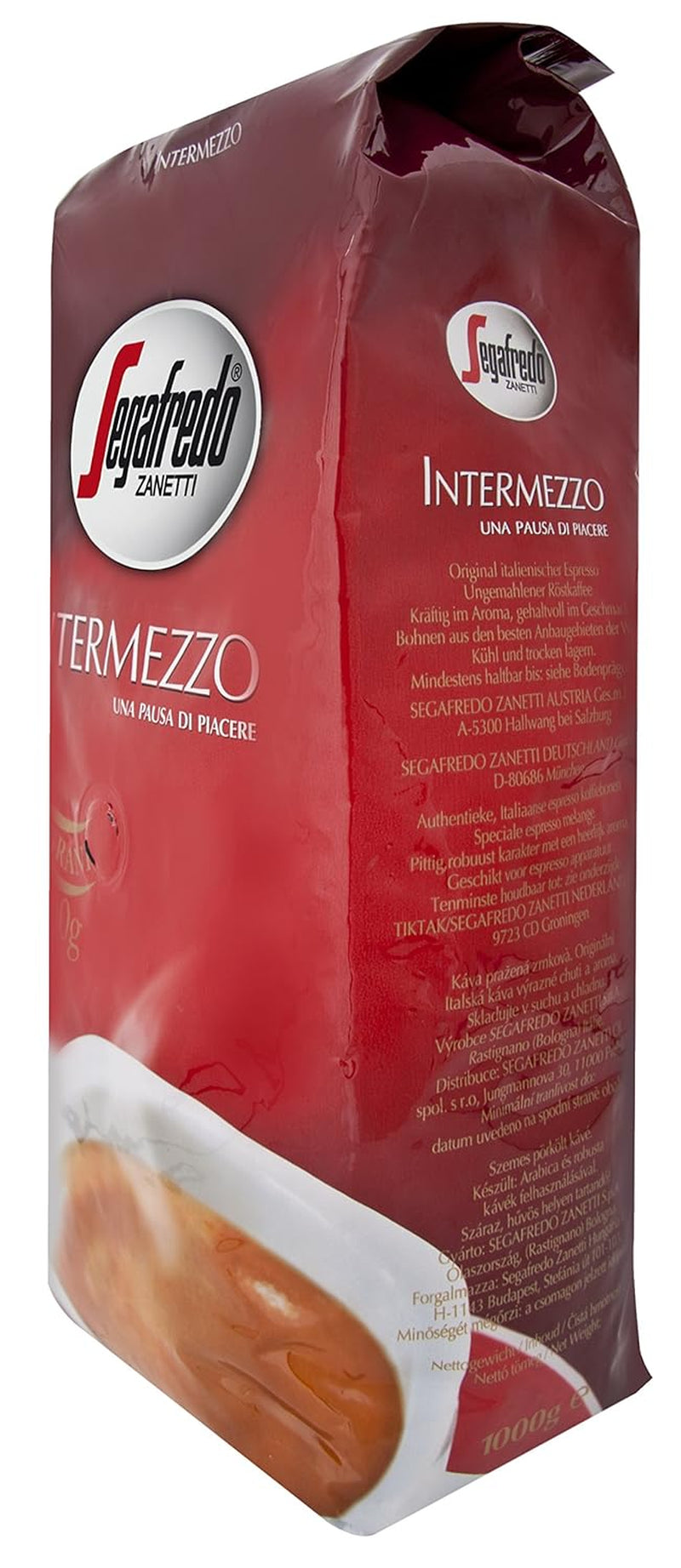 Segafredo Zanetti Intermezzo - Frijoles enteros (paquete de 1 kg) - Geeignet für alle italienschen Kaffeespezialitäten - Kaffeebohnen mit mitteller Röstung, stark und vollmundig im Gesmack
