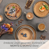 Moritz & Moritz SOLID Vajilla para 6 personas de gres de 24 piezas - Vajilla para 6 personas compuesta por 6 platos llanos, 6 platos pequeños, 6 platos llanos y 6 tazas con asas