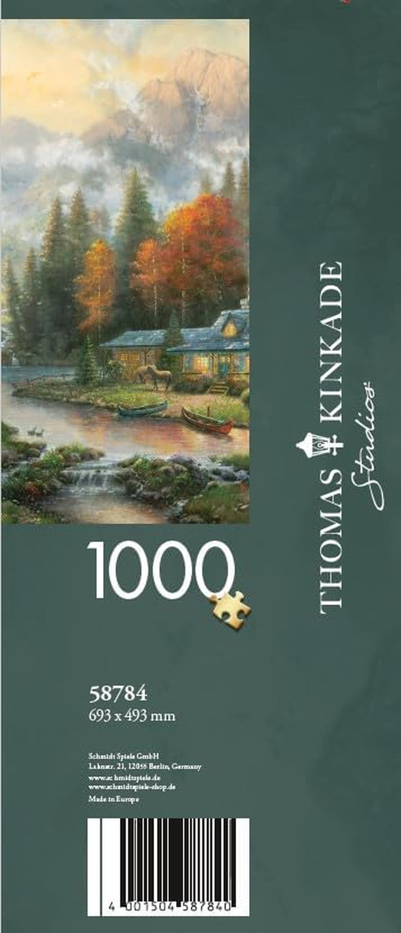 Schmidt Spiele 58784 Thomas Kinkade, Noche en el lago de otoño, rompecabezas de 1000 piezas, rompecabezas colorido Naty Shop