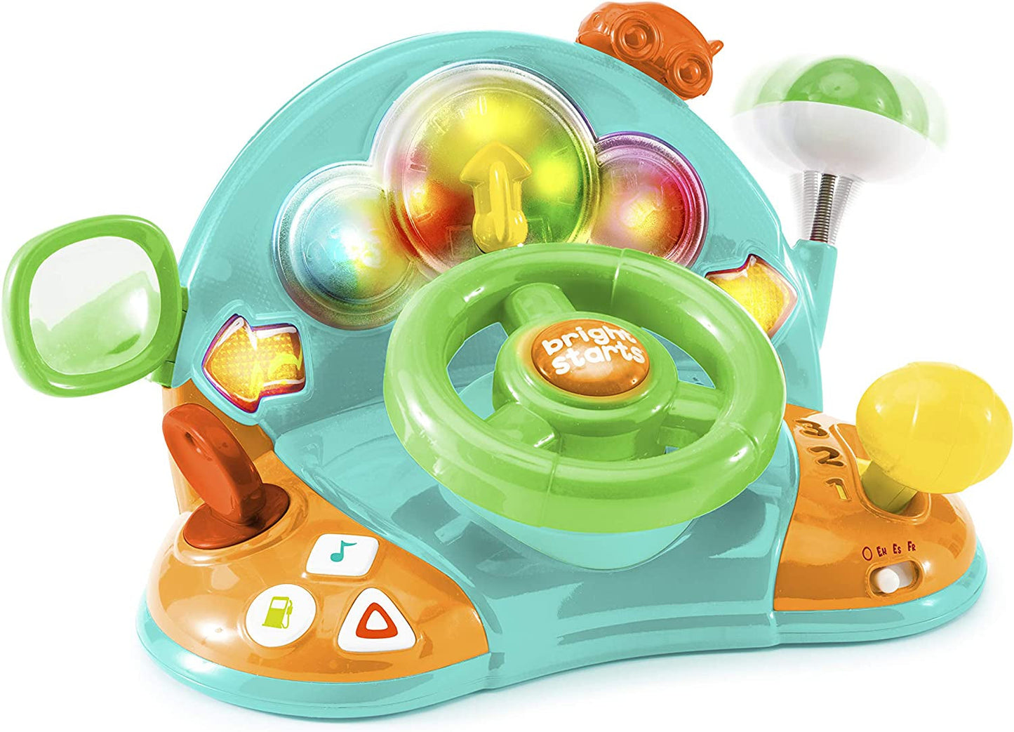 Bright Starts, volante de juguete, Lights & Colors Driver, con música, ruidos de auto, intermitentes, palanca de cambios y más Bebe Naty Shop Toys