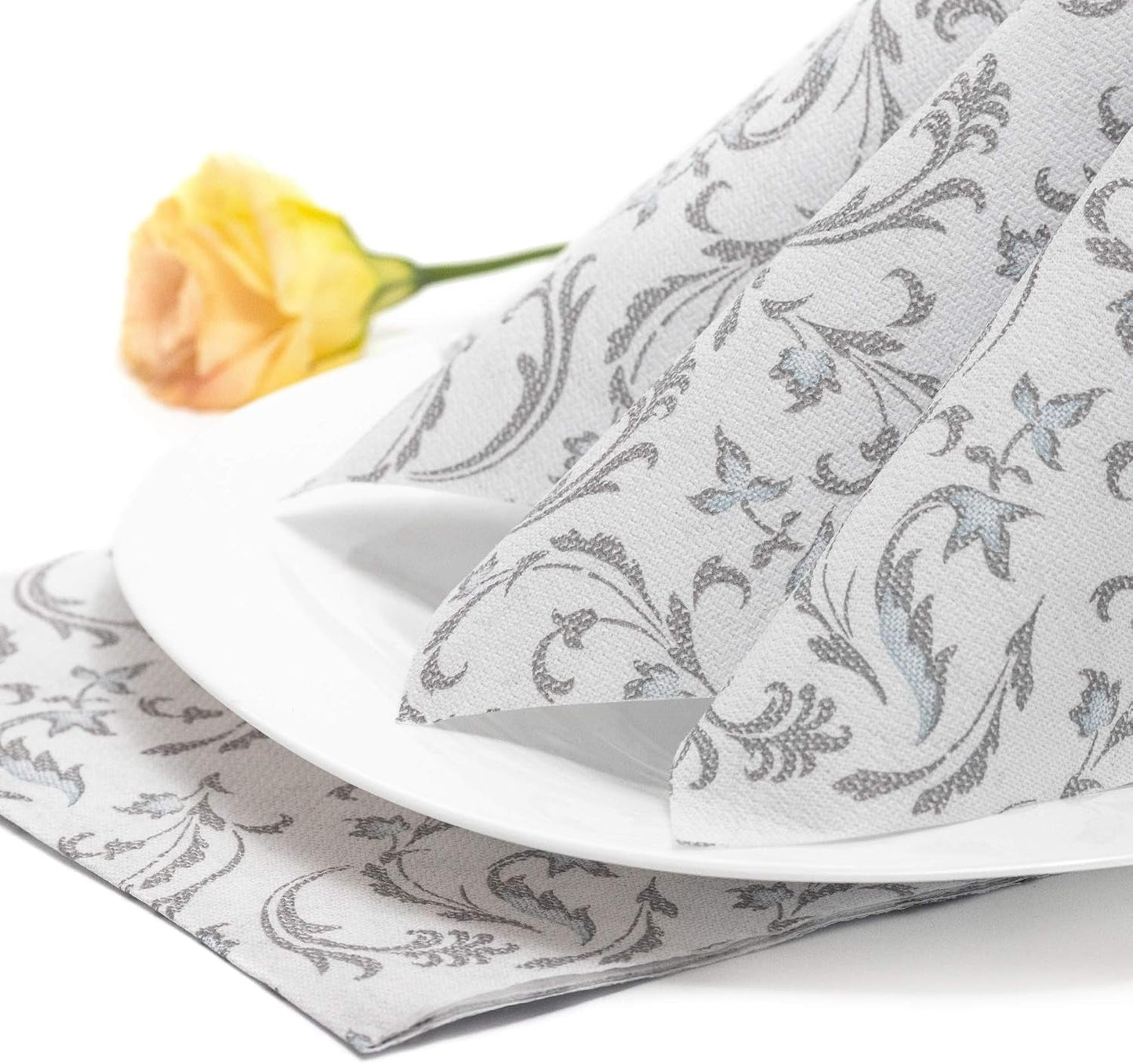 Papstar, 50 servilletas "Colección ROYAL" pliegue 1/4 40 Cm X 40 Cm gris "Damascato", #85005
