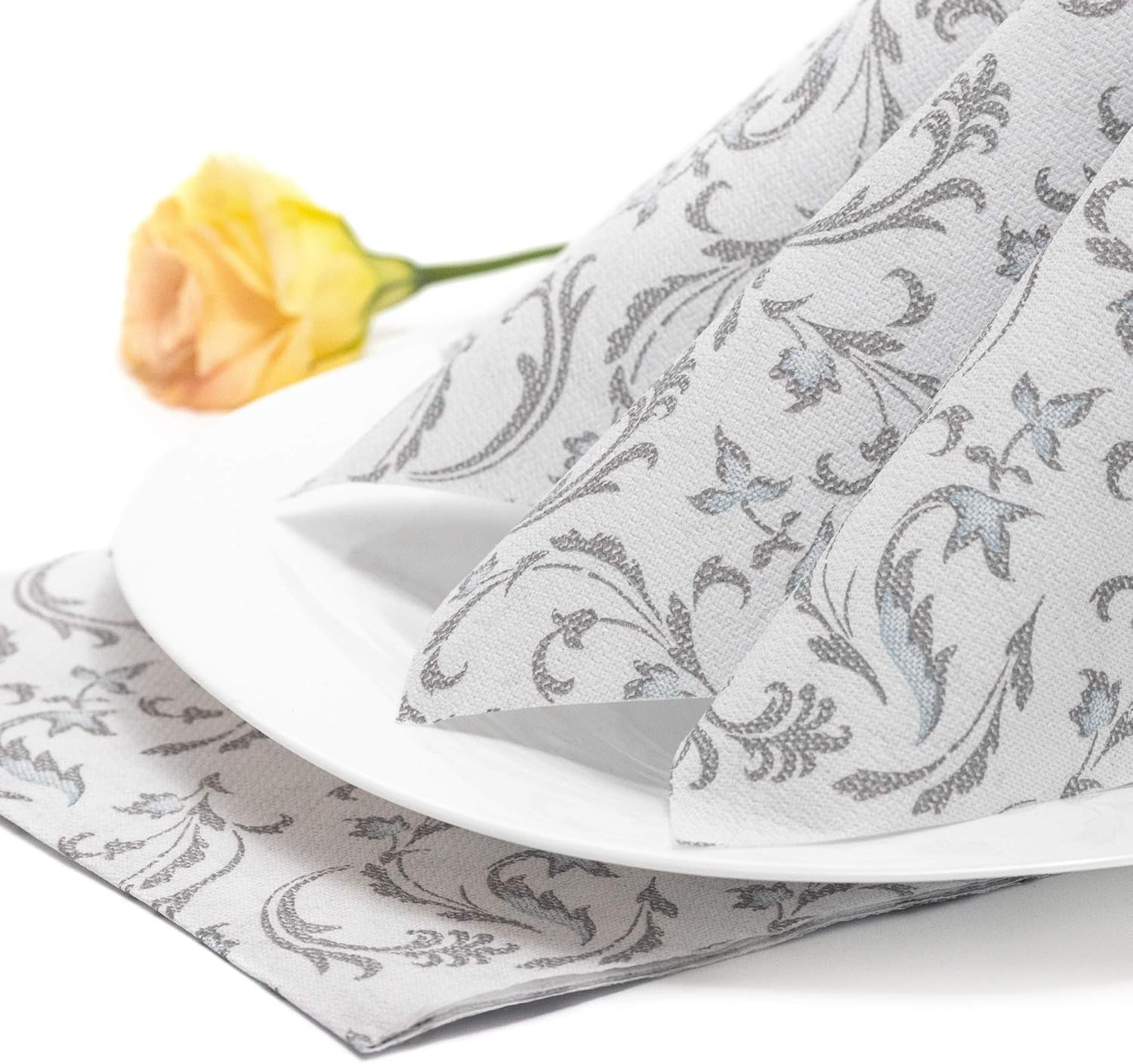 Papstar, 50 servilletas "Colección ROYAL" pliegue 1/4 40 Cm X 40 Cm gris "Damascato", #85005