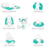 Cojín de lactancia para recién nacido, XL, Funda 100% algodón, desenfundable y lavable, Relleno de Poliéster, Motivo Estrella Accesorios Alimentación y Lactancia Bebe Naty Shop