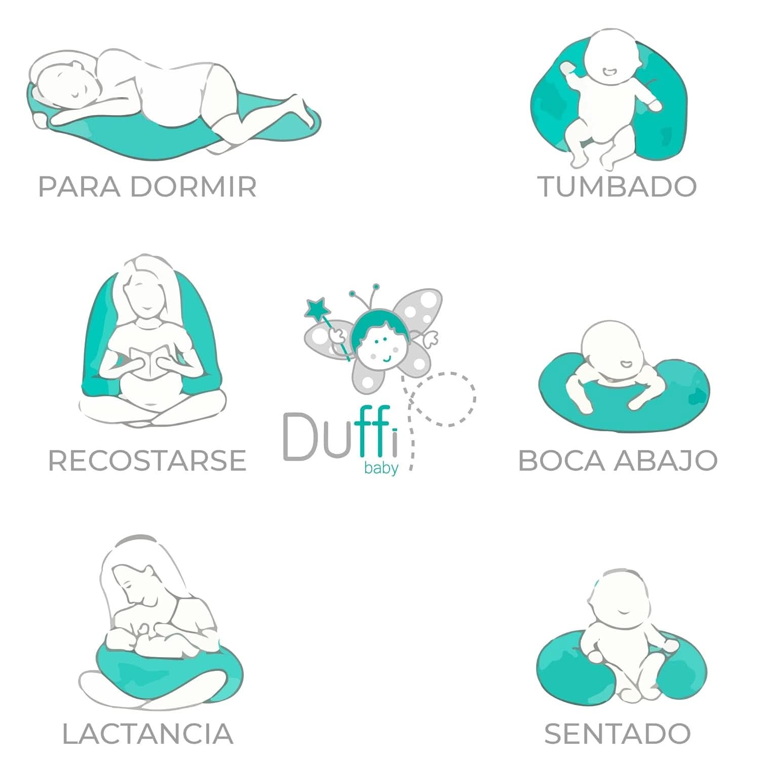 Cojín de lactancia para recién nacido, XL, Funda 100% algodón, desenfundable y lavable, Relleno de Poliéster, Motivo Estrella Accesorios Alimentación y Lactancia Bebe Naty Shop