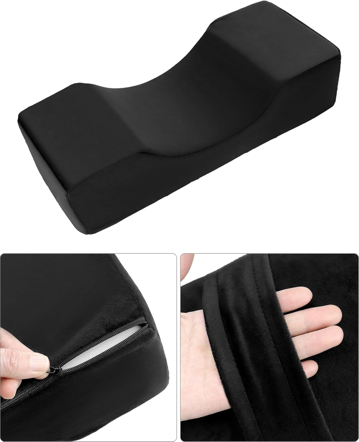 QWORK® Almohada de Pestañas, Almohada de Maquillaje de Belleza en Forma de U, Almohada de Pestañas Ergonómica para Alargar, Almohada de Pestañas de Espuma con Memoria para Salón de Belleza Uso en el Hogar (Negro) Almohadas Ortopédicas Cervicales Naty Shop
