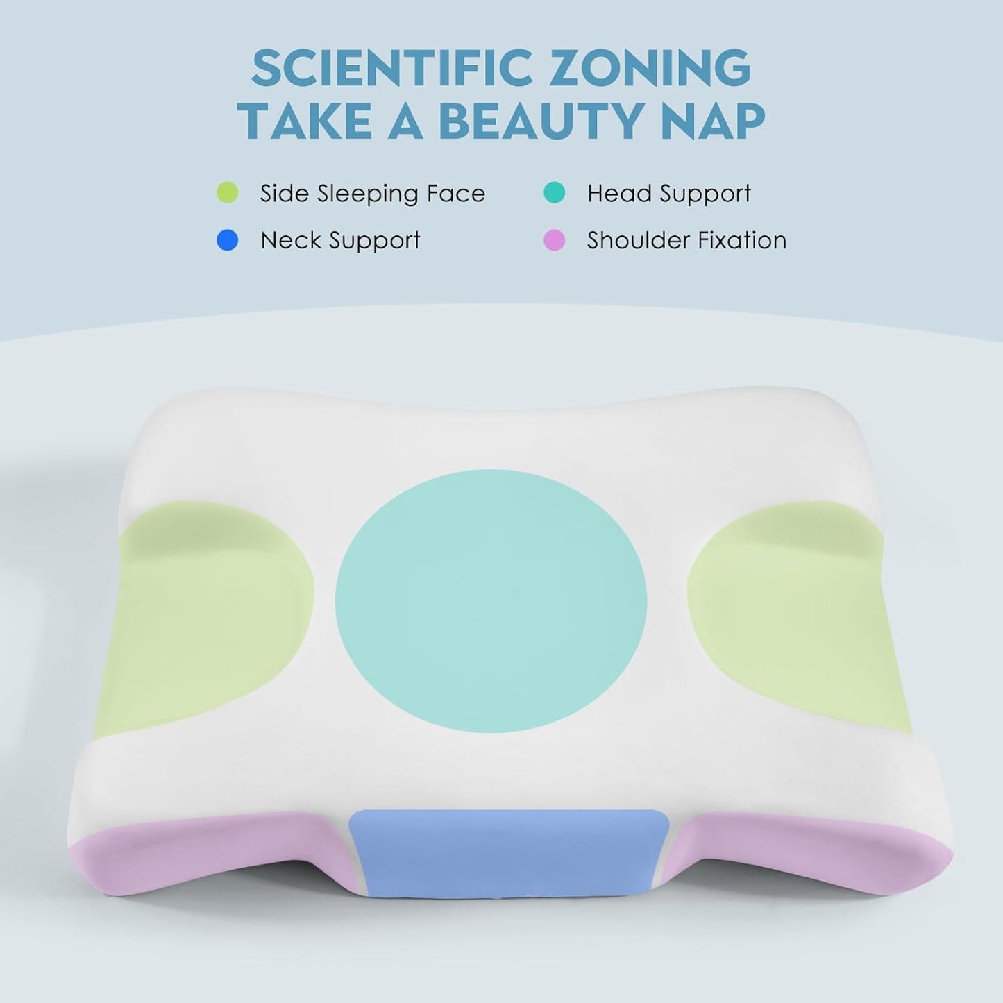 Royalisneeo Almohada de belleza para dolores de espalda, estómago y costados Almohada para el dolor de cuello y hombros Almohada de espuma viscoelástica antiarrugas y antienvejecimiento Azul (estándar) Almohadas ortopédicas cervicales Naty Shop