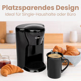 Cafetera Clatronic® de 1 taza | Máquina de café espresso perfecta para personas solteras | Cafetera espresso con filtro, incluida taza de cerámica | Pequeña cafetera espresso con filtro, ideal para viajar | KA 3356