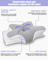 Almohada para el cuello, almohada de apoyo lateral, almohada de espuma viscoelástica, almohada ortopédica, almohada ergonómica de apoyo para el cuello para un soporte óptimo Almohada de apoyo lateral para la espalda y el estómago (62 x 41 x 13 cm) Almohadas ortopédicas cervicales Naty Shop