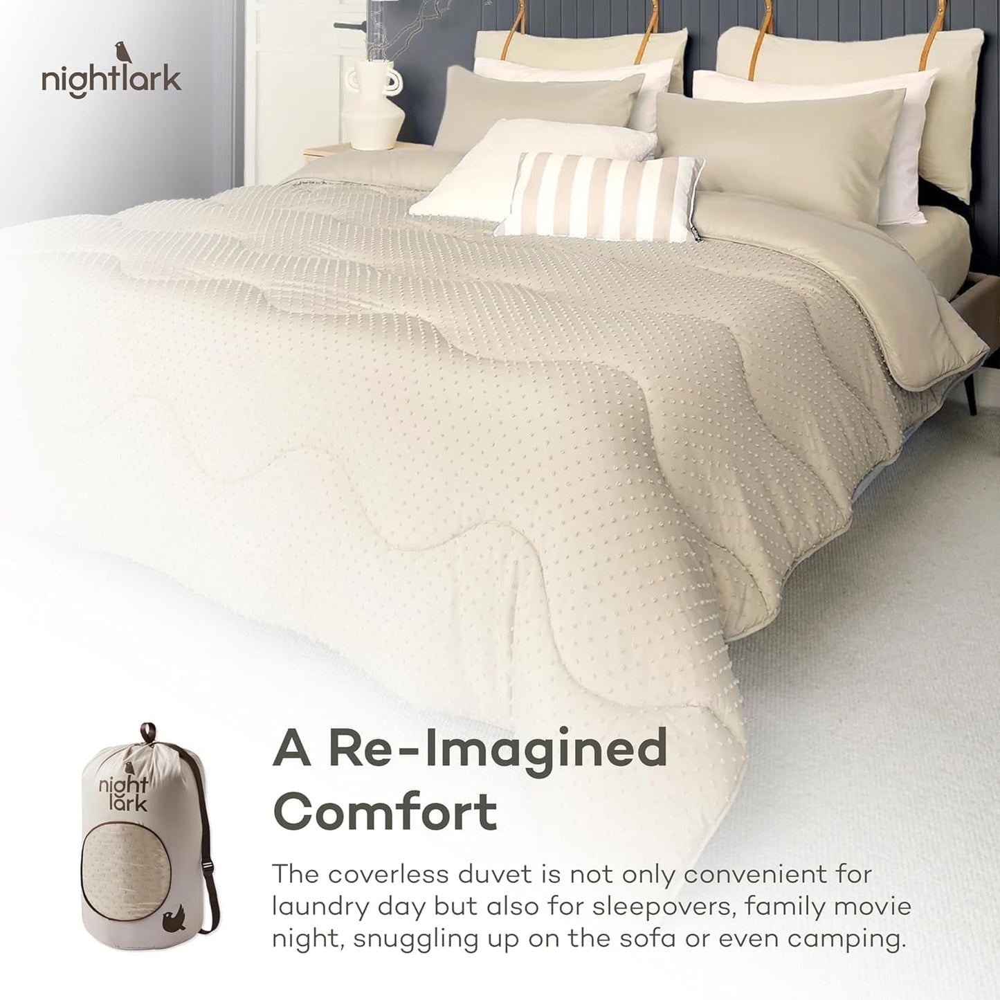 Edredón sin funda Night Lark, 4,5 tog, tamaño king, colección Tufted Dot, ropa de cama de lujo, hipoalergénico, lavable a máquina, edredones y edredones de arena cálida Naty Shop
