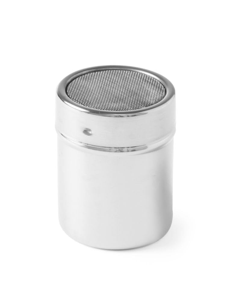 HENDI Coctelera para azúcar en polvo, con tapa de gasa, recipiente de coctelera, coctelera, ø55x(h)75mm, acero inoxidable