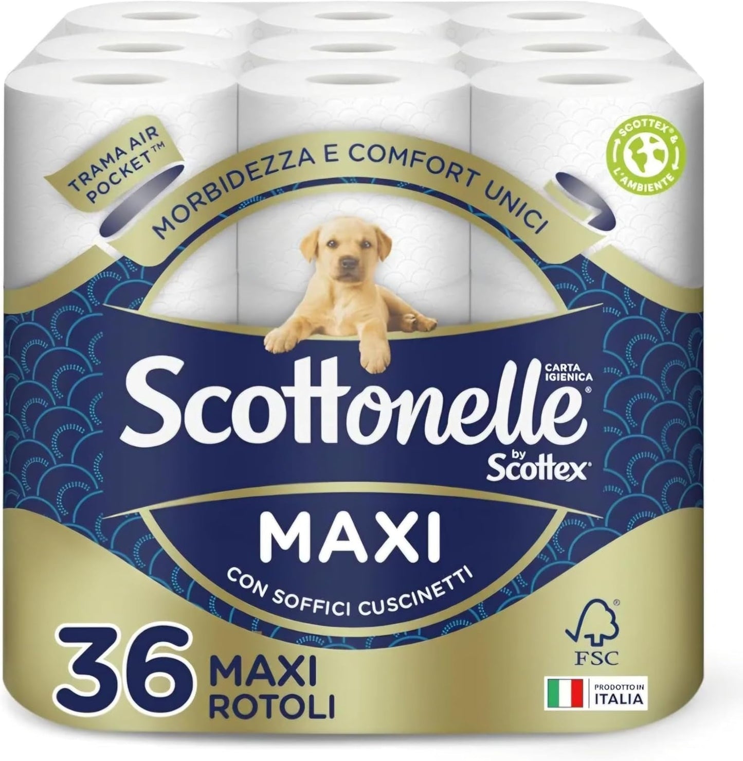 Papel higiénico, suave y duradero, dermatológicamente probado, 36 Maxi rollos
