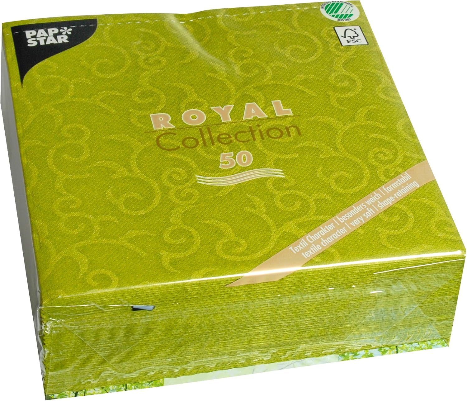 PAPSTAR 50 servilletas colección ROYAL pliegue 1/4 40 cm x 40 cm verde oliva Casali 84883 Servilletas decorativas Adornos de mesa para bodas, bautizos y catering