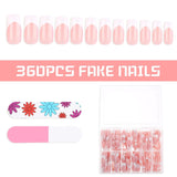 360 puntas adhesivas para uñas artificiales con caja de almacenamiento y lima de uñas (rectangular)