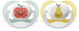 Chupete Philips AVENT ultra air - paquete de 2, sin BPA, transpirable, para bebés de 0 a 6 meses, incluido estuche de transporte y esterilización, manzana/pera (modelo SCF080/17)