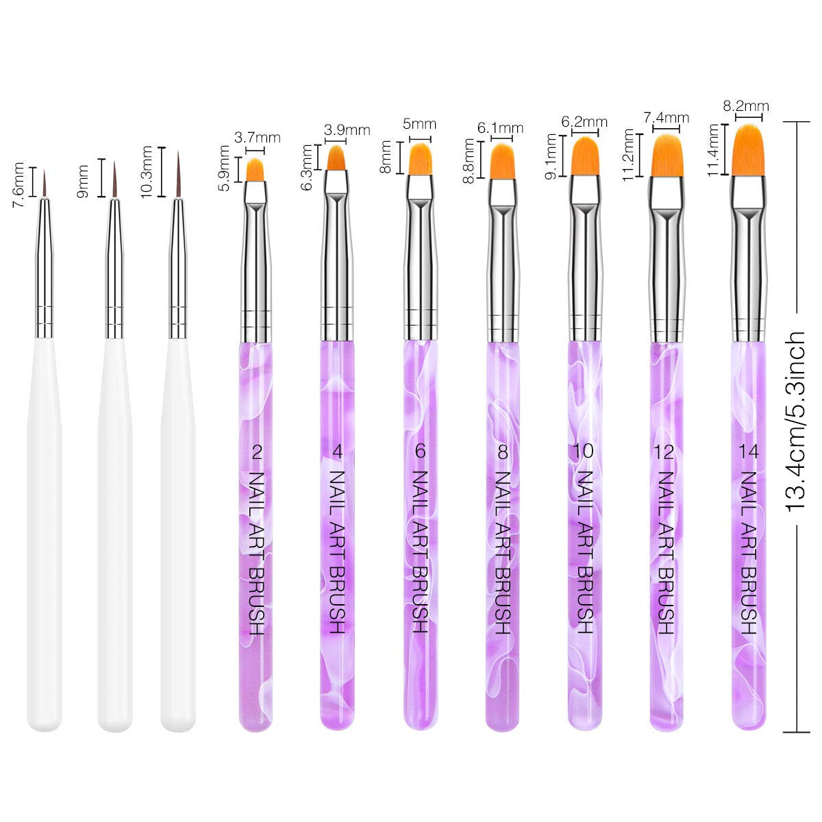 Juego de pinsel de uñas, 10 piezas Gelnägel Pinsel Nagellackstift Acrylpinsel para gel UV Nägel Acrylfingernägel Nailart Maniküre Nageldesign Zubehör